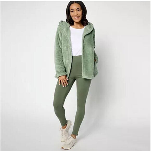 Denim & Co. Women Top Sweater ~ Shimmer Sherpa Open Front Navy Blue A630354 - Picture 3 of 9